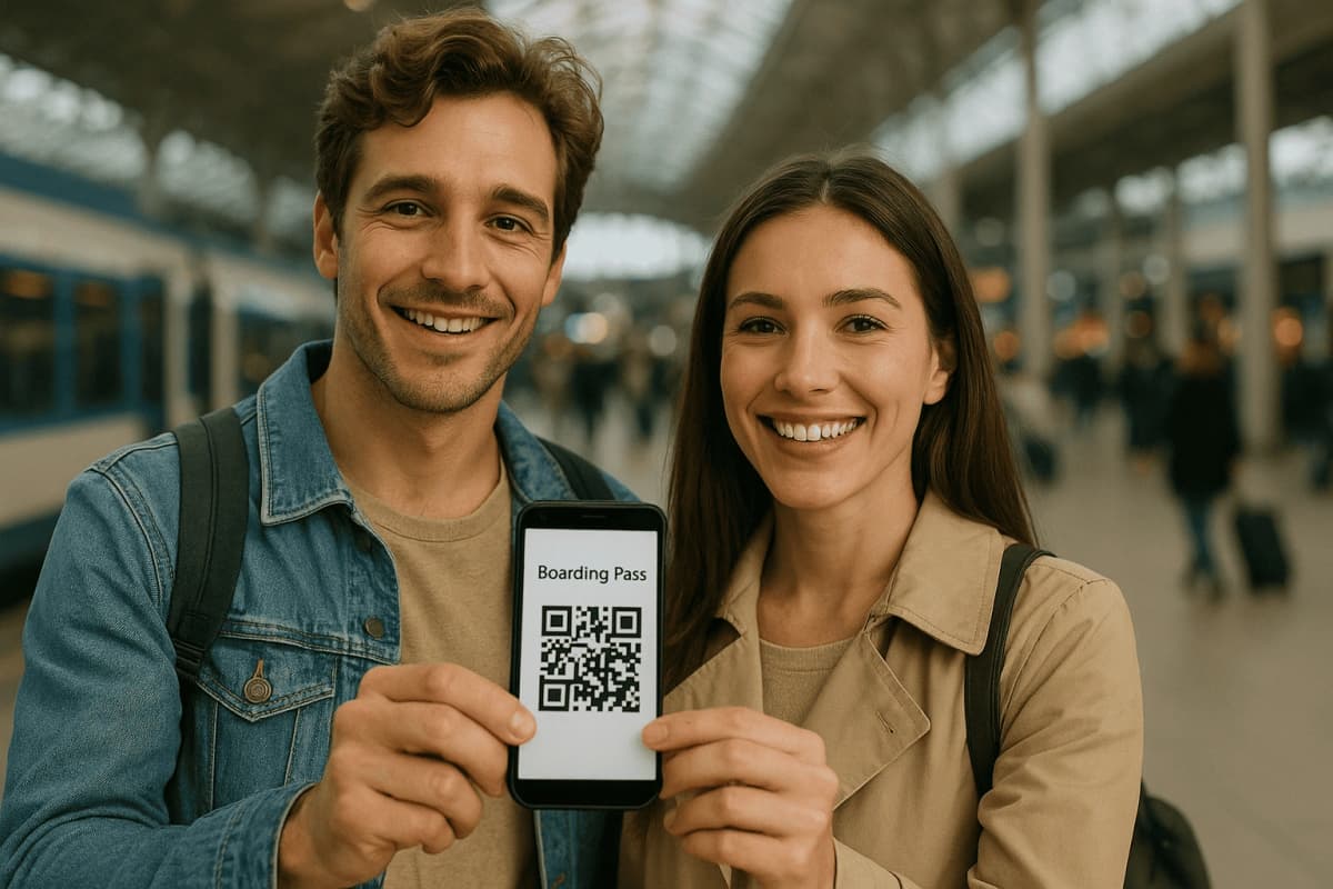 Travel QR code example showing travel information and services