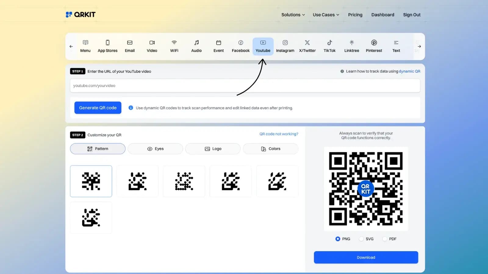 WiFi QR code configuration options