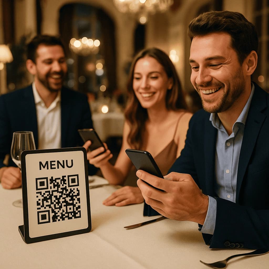 Restaurant QR code menu example showing contactless dining