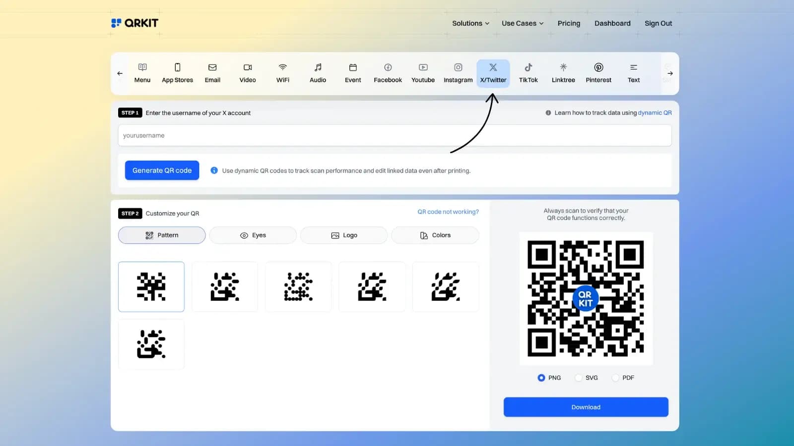 WiFi QR code configuration options